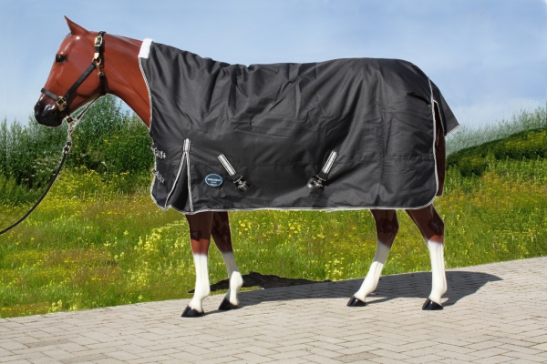 TOUGH HORSE - Regendecke - Half Neck - mit Unterdecke 100g Füllung schwarz - verschiedene Größen