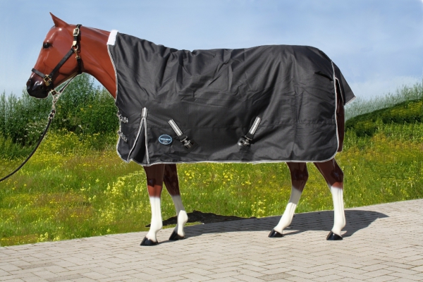 TOUGH HORSE - Regendecke - Half Neck - mit Unterdecke 100g schwarz Größe 76 Zoll - 135 cm