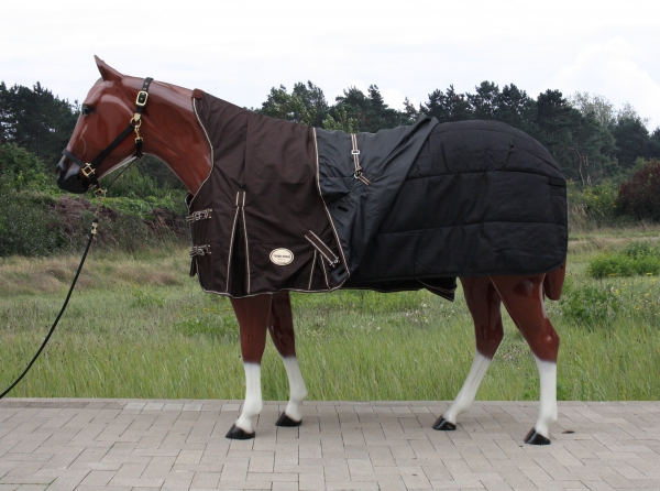 TOUGH HORSE - Regendecke - Half Neck - mit Unterdecke 50g - braun - Größe 74 Zoll - 125 cm