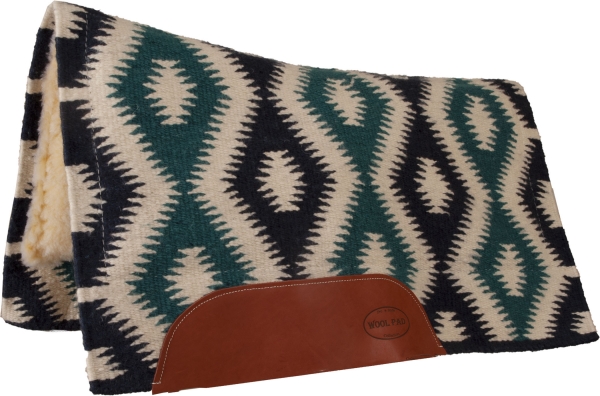 Mustang Tuscon Contoured WesternPad - Fleece Bottom, schwarz/creme/grün
