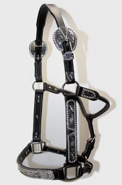 EE Tack Premium Show Halfter - silber - mit Führleine - dunkelbraun, COB