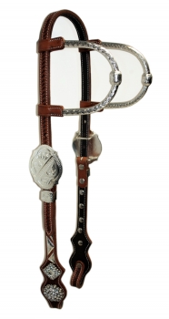 SN Tack Kopfstück - Doppeleinohr - Show, Glitzer-Conchos