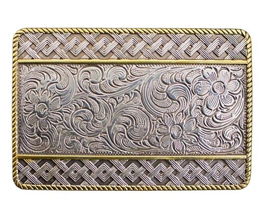 ILC Belt Buckle - Woven Engraved Floral 