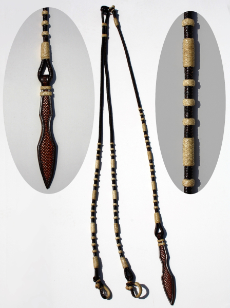 EE Tack Romal Reins, dark chocolate natural Rawhide