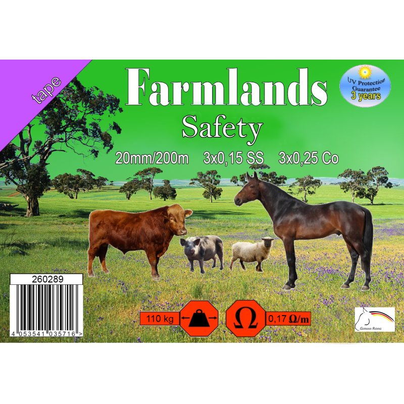 Farmlands, Breitband Safety, 20 mm, 200 m, 3 x 0,15 SS, 3 x 0,25 Ku Farmlands, Breitband Safety, 20 mm, 200 m, 3 x 0,15 SS, 3 x 0,25 Ku