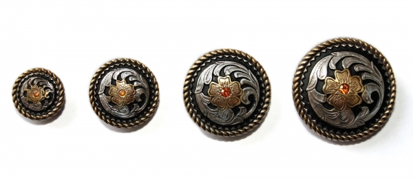 ILC Concho with Chicago Screw - round-FLORA - 3/4 inch- 1,9 cm ILC Concho with Chicago Screw - round-FLORA - 3/4 inch- 1,9 cm