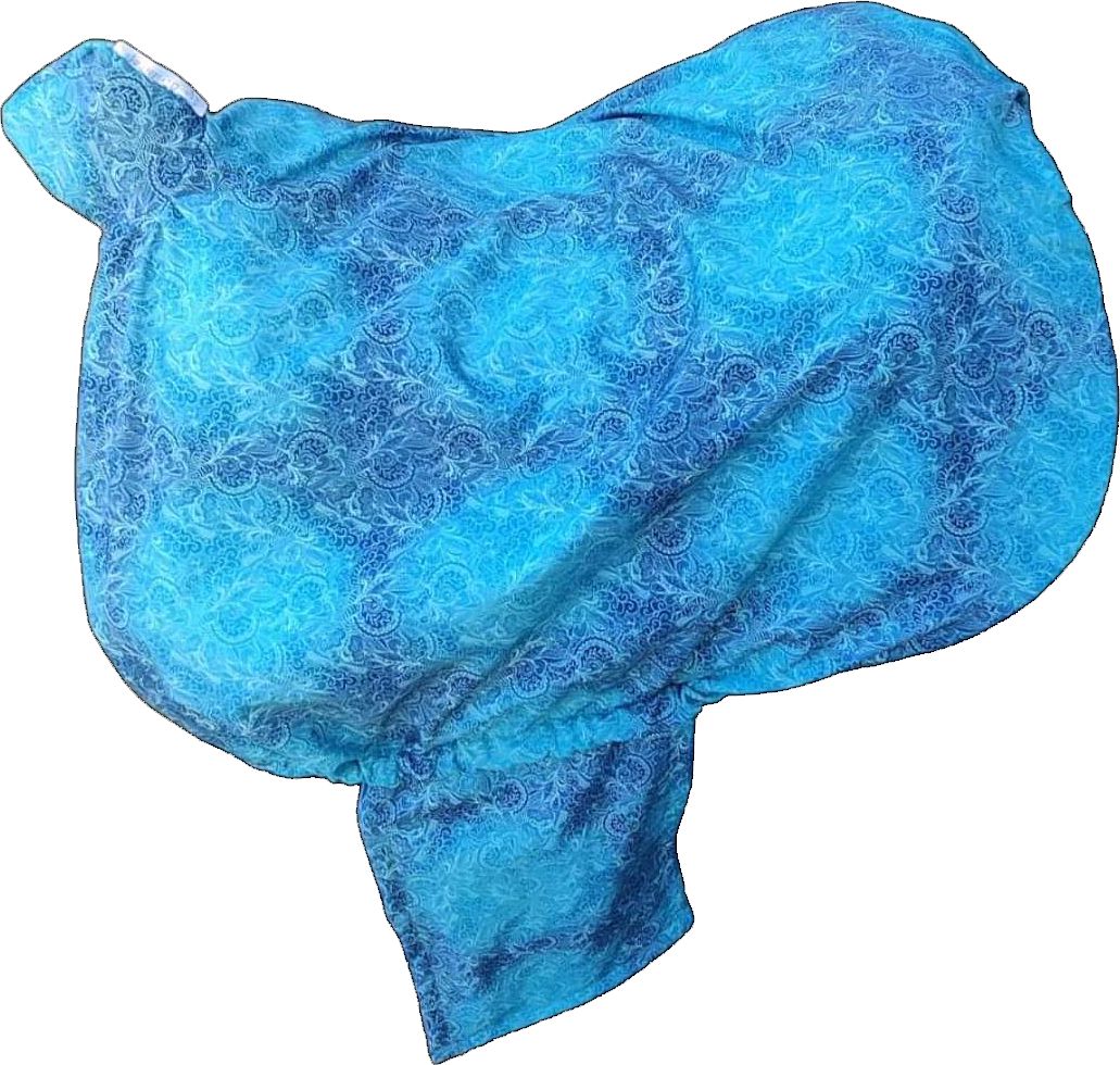 Sattelschoner blau mit floralem Muster Sattelschoner blau mit floralem Muster
