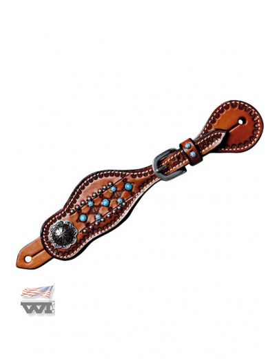Sporenriemen Lady's Size mit türkisen Dots Sporenriemen Lady's Size mit türkisen Dots