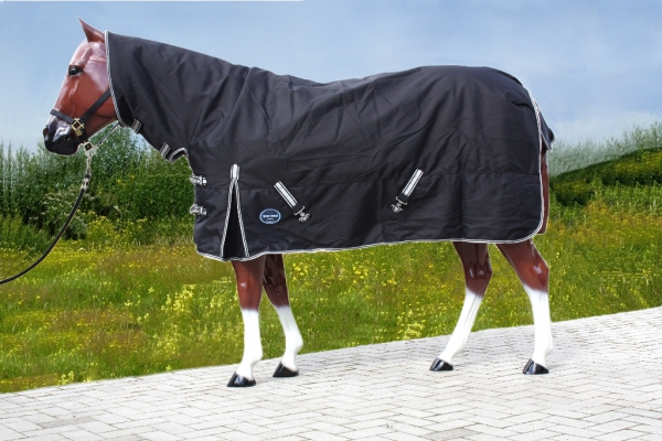 TOUGH HORSE - Regen Winterdecke - Combo mit Halsteil - schwarz verschiedene Größen