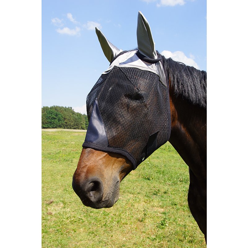 Fliegenmaske Graubär, Cob - schwarz-grau