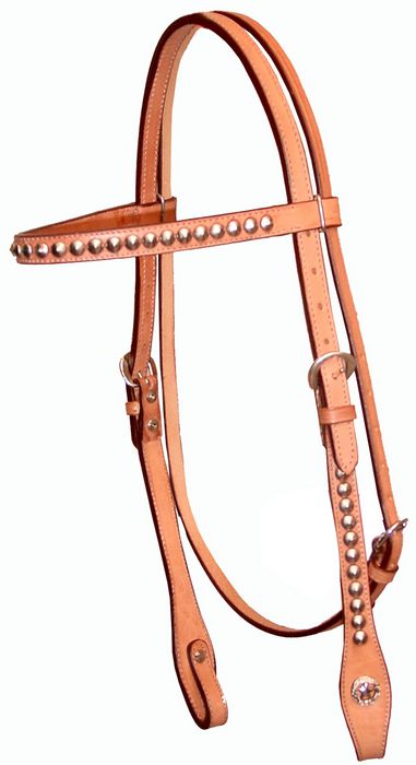 Westernkopfstück mit Perlen, Full, helles Leder Westernkopfstück mit Perlen, Full, helles Leder