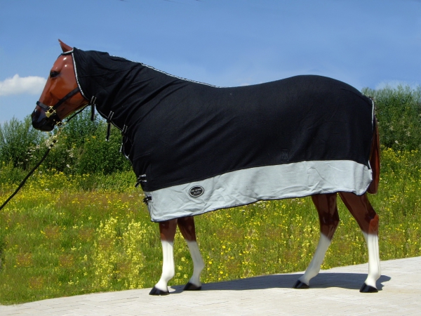 TOP SCORE Abschwitzdecke - HALSTEIL - schwarz-grau Größe 76 Zoll - 135 cm TOP SCORE Abschwitzdecke - HALSTEIL - schwarz-grau Größe 76 Zoll - 135 cm