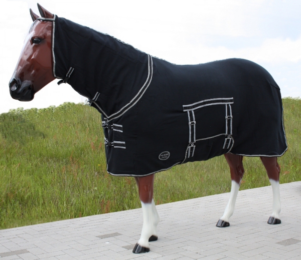 TOP SCORE Abschwitzdecke - Halsteil & Bauchlatz - schwarz Größe 76 Zoll -135 cm