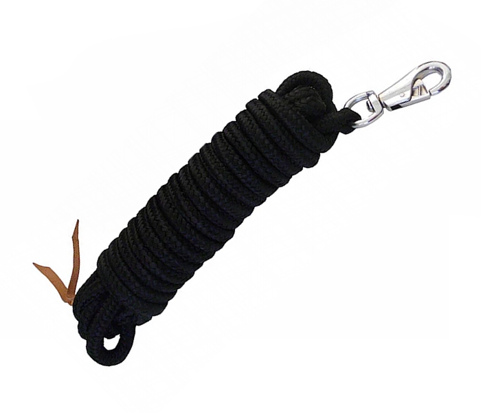 Westernrope Active mit Bullsnap und Lederenden, schwarz Westernrope Active mit Bullsnap und Lederenden, schwarz