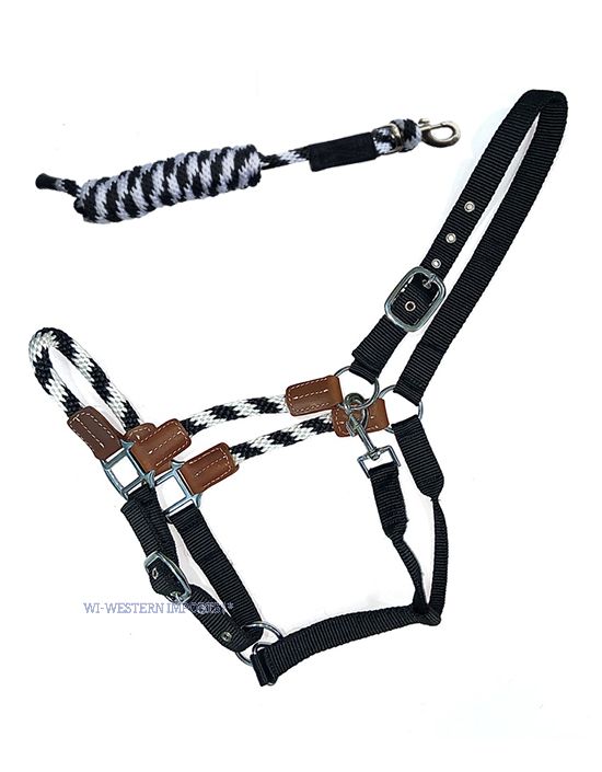 Hybrid Rope Halfter mit Führstrick, large - black Hybrid Rope Halfter mit Führstrick, large - black