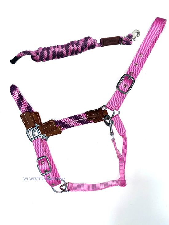 Hybrid Rope Halfter mit Führstrick, large - pink Hybrid Rope Halfter mit Führstrick, large - pink