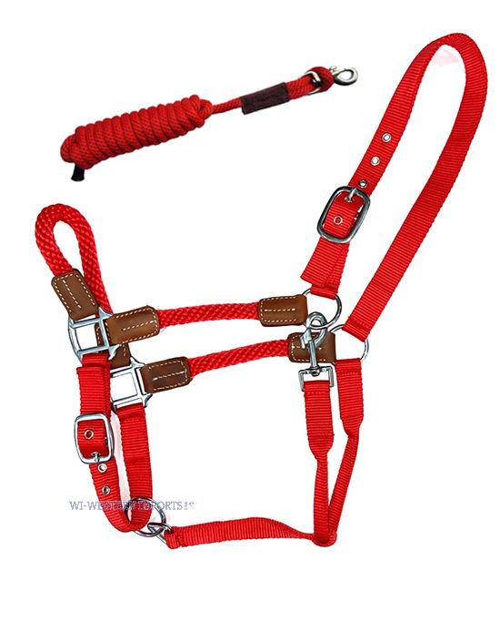 Hybrid Rope Halfter mit Führstrick, large - red