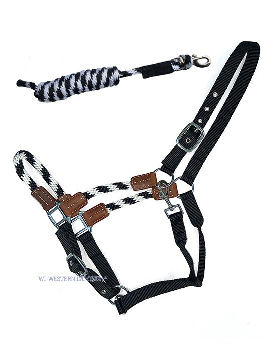 Hybrid Rope Halfter mit Führstrick - black